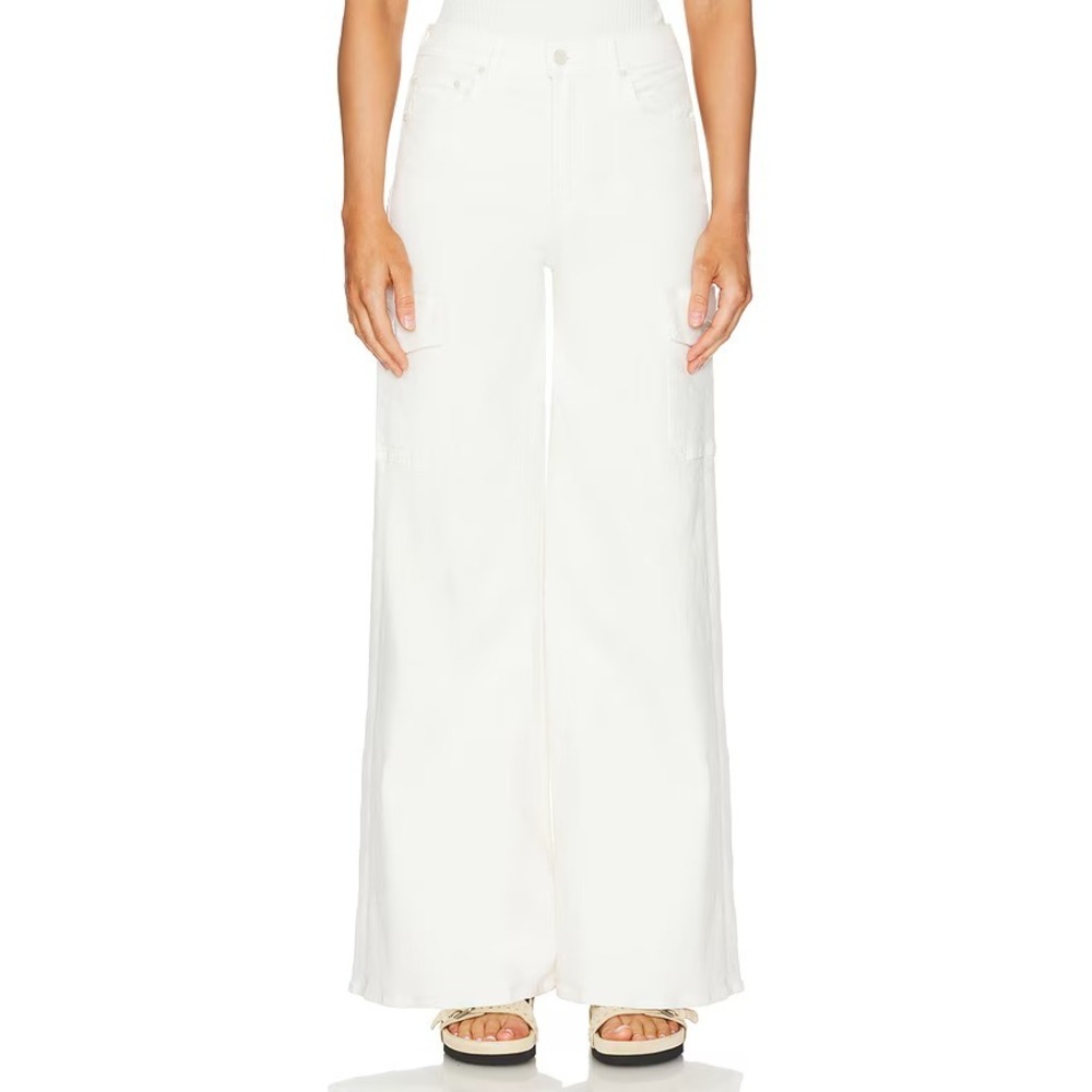 MOTHER The Undercover Cargo Sneak Wide Leg Jeans in Cream Puffs Women 25 $268